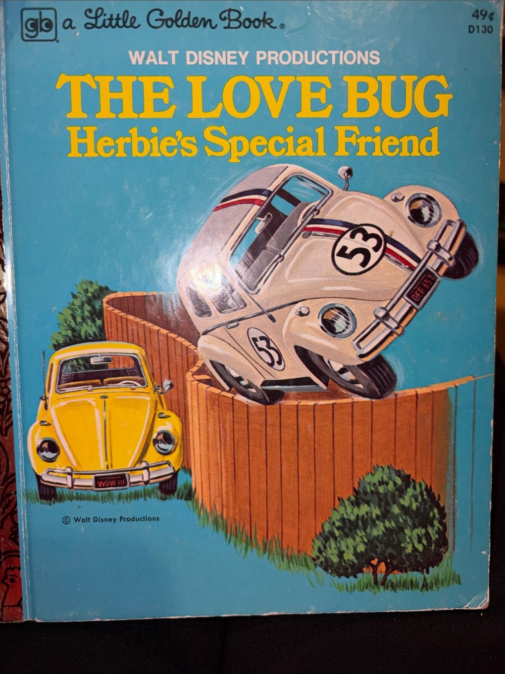 Vintage 1974 Little Golden Book Herbie The Love Bug Walt Disney book VGUC